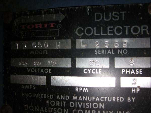 1400 cfm Donaldson #TD-650H, cartridge collector, 5 HP, 12 cartridge, air pulse - Image 6
