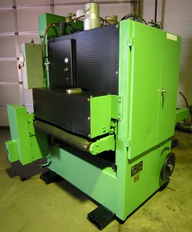 36" x 75" Timesavers #336M-2, dual head, 20-60 FPM, holddown shoes, 1973 - Image 1