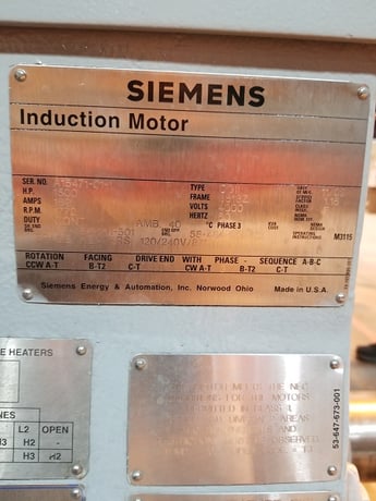 1500 HP 1772 RPM Siemens, Frame 6813Z, weather protected enclosure type 2, sleeve bearing, 4000 Volts - Image 2