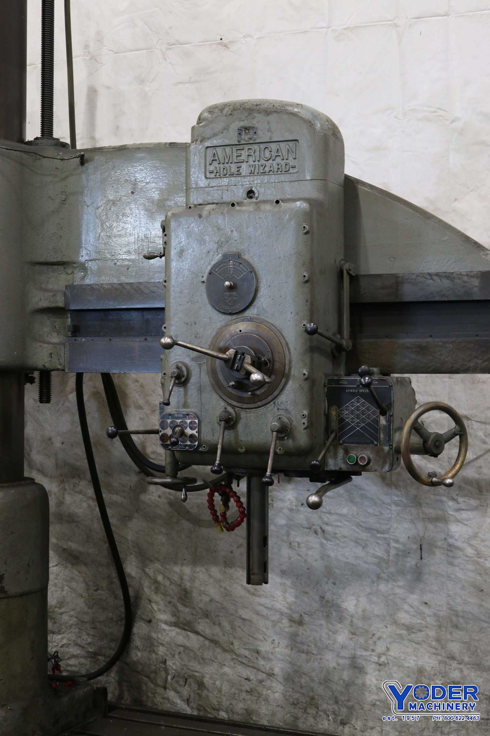 5' -13" American radial drill, 36" x72" base, 10 HP, power elevation & clamping, #71447 - Image 4