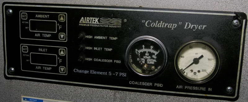 100&deg;F, 200 psi, Airtek #CT1000, refrigerated air dryer, R-22, S/N #96-6138C - Image 3