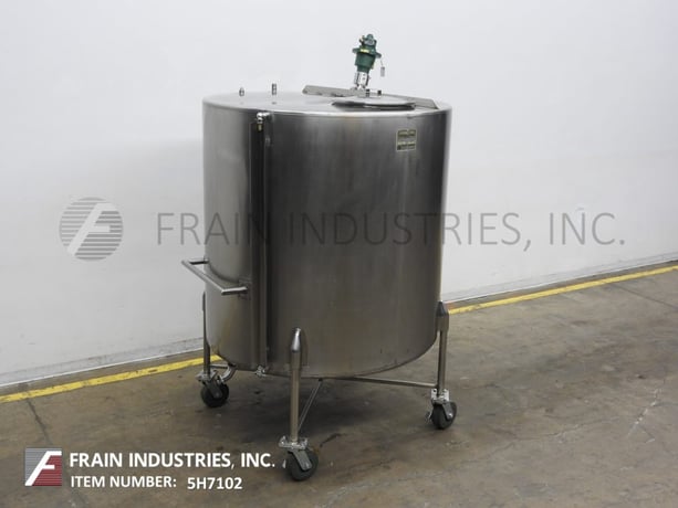 750 gallon Chem Tek, 304 Stainless Steel single wall holding tank with prop style agitator, 60" ID x 60" - Image 1