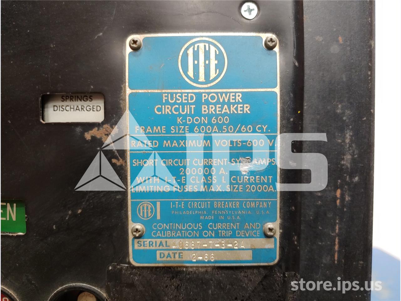 600 Amps ITE Kdon-600 Black Eo/do 600 Amps Ct, 600 Amps Fuse - Image 5