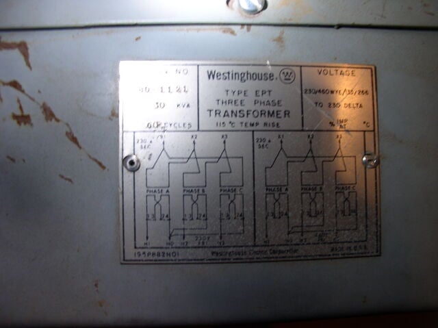30 KVA 460/230 Primary, 266/133 Secondary, Westinghouse - Image 1