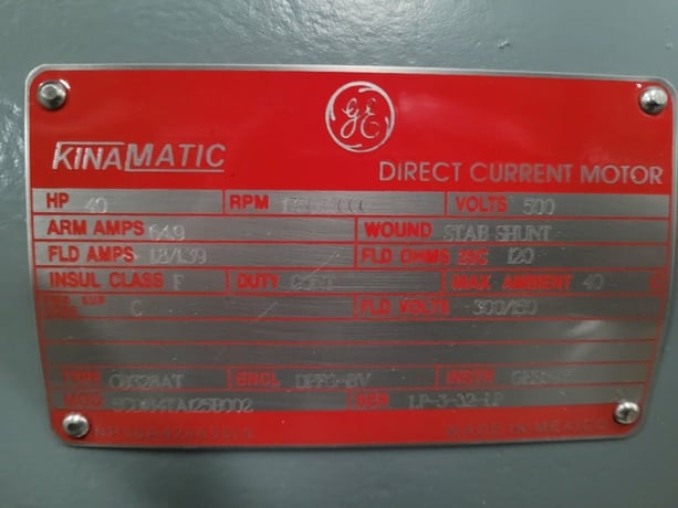 40 HP 1750/2000 RPM General Electric, Frame CD328AT, BB, DPFG-BV, new, 500VA, 150/300VF (2 available) - Image 1
