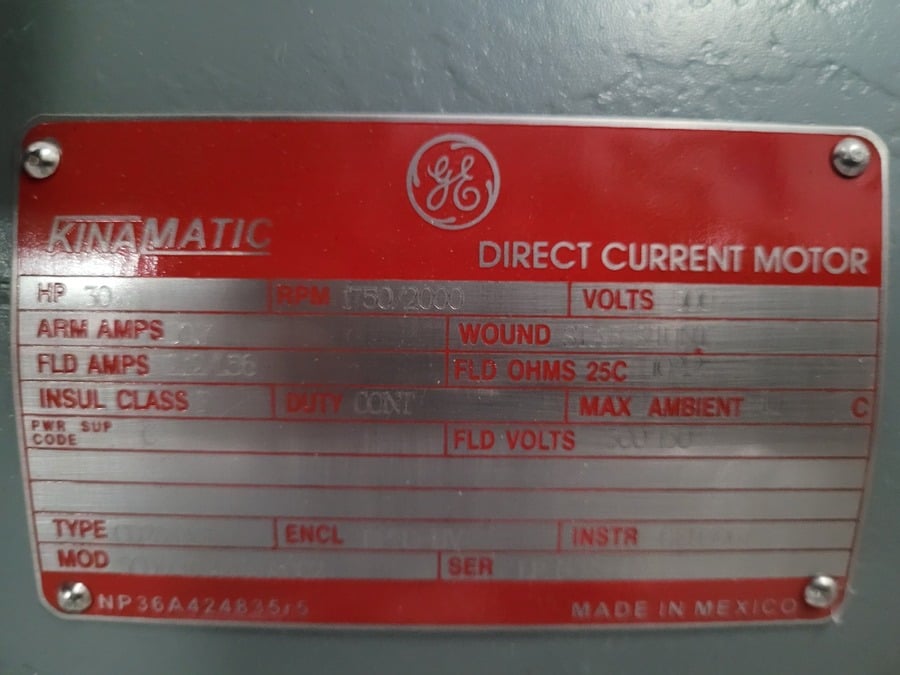 30 HP 1750/2300 RPM General Electric, Frame CD288AT, BB, DPFG-BV, new, 500VA, 150/300VF (2 available) - Image 1
