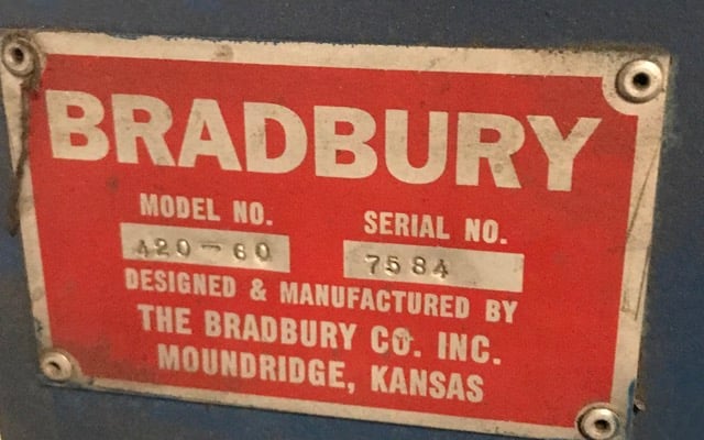20000 lb. Bradbury #420-60, uncoiler, 60" width, 72" outside dimensions, 17"-21" ID, 4 leaf style, #11021 - Image 7