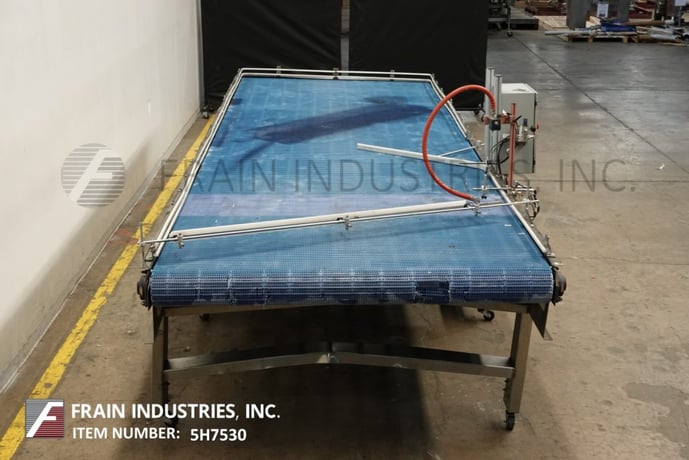 72" W x 232" L Stainless Steel accumulation table, adjustable guide rails and 42" to 48" in feed and - Image 3