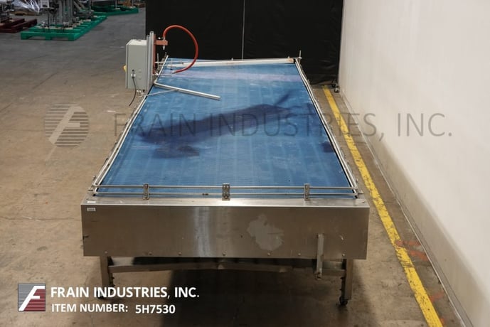 72" W x 232" L Stainless Steel accumulation table, adjustable guide rails and 42" to 48" in feed and - Image 4