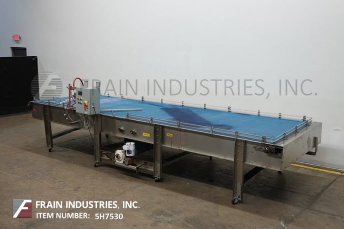 72" W x 232" L Stainless Steel accumulation table, adjustable guide rails and 42" to 48" in feed and - Image 5