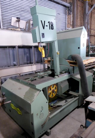 18" x 28" Hyd-Mech #V-18, power tilt frame, canted head, 18" rounds, 1-1/4" blade, 5 HP, 1998 - Image 1