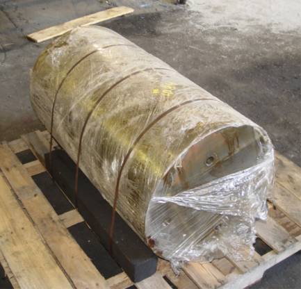 Ram from hydraulic press, 20" dia x 36" long, (2) 1" threaded holes, never used, #1084 - Image 1