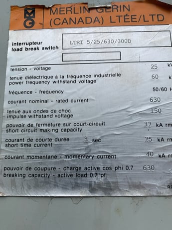 Merlin Gerin, 27 kv fuseable switchgear - Image 2