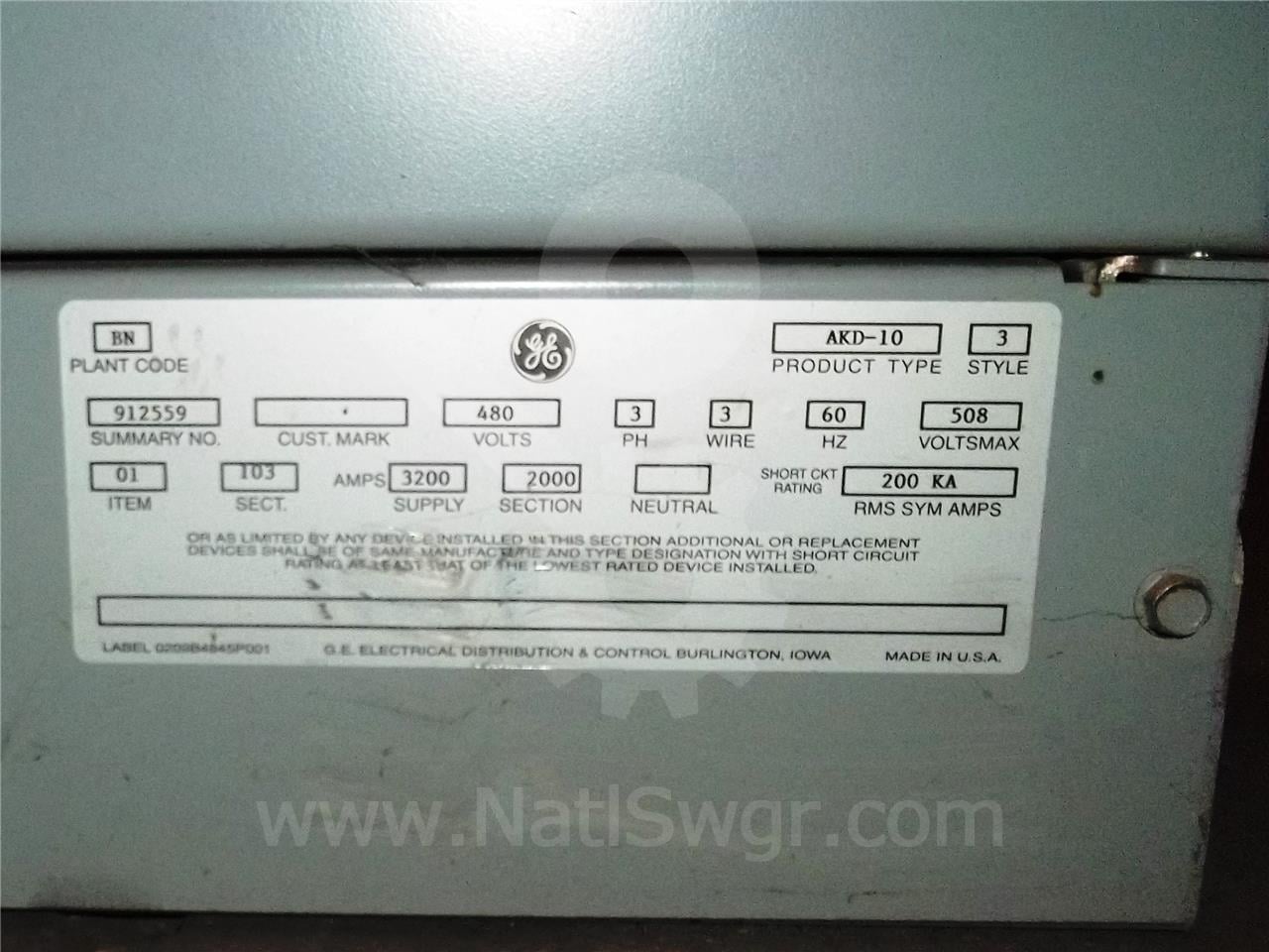 3200 Amps GE Akd-10 Fused Indoor Switchgear 4-800 Amps Feeder - Image 6
