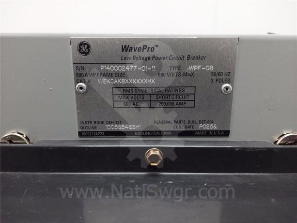 800 Amps GE Wpf-08 Mo/do Wekcak8xxxxxxhx Unused Surplus Mvt Plus Lig, 400 Amps Ct, 250 Amps Rp, 1600 Amps Fuse - Image 7