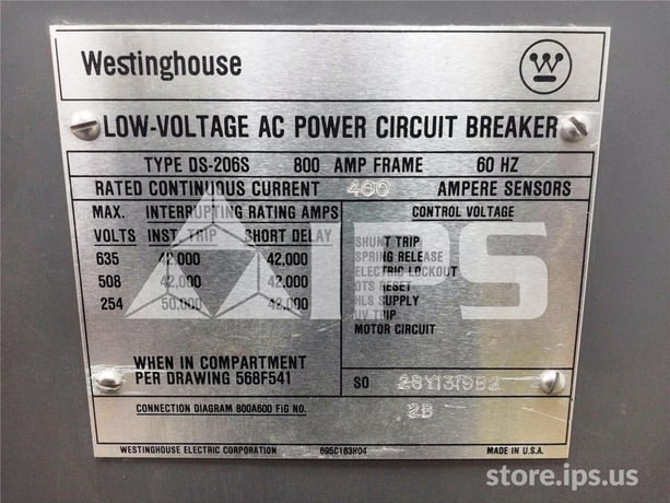 800 Amps WH Ds-206s Mo/do Amptector I-a Lsi, 400 Amps Ct - Image 4