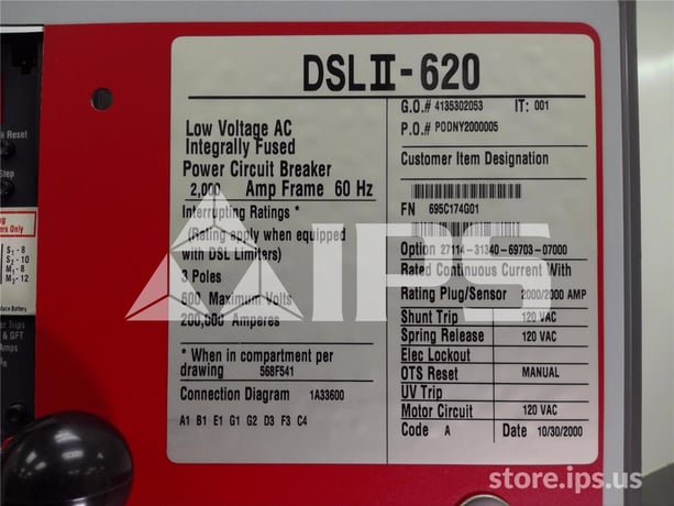 2000 Amps Ch Dslii-620 Eo/do Unused Surplus 120 Volts AC Control, Rms 810 Lsg, 2000 Amps Rp, 3000 Amps Fuse - Image 3