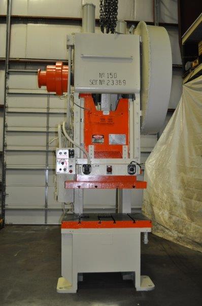 150 Ton, Verson #150-OBG, 8" stroke, 22" Shut Height, 6" adj, 35 SPM, air clutch & brake, air counterbalance - Image 1