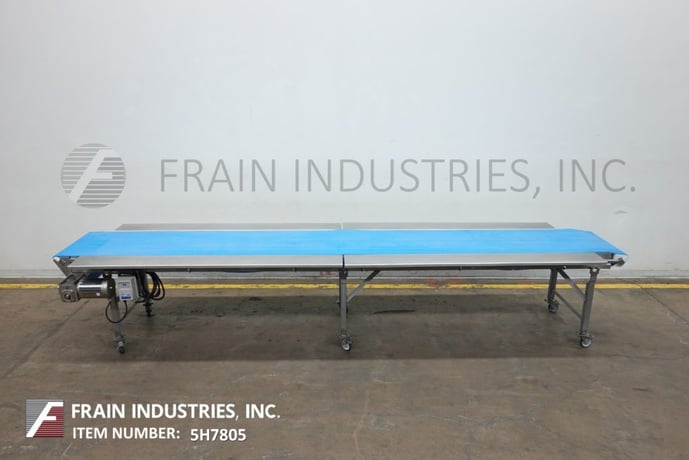 26" wide x 15.1' long, Dorner #820-394/A, Stainless Steel belt conveyor, Intralox has an infeed and discharge - Image 1