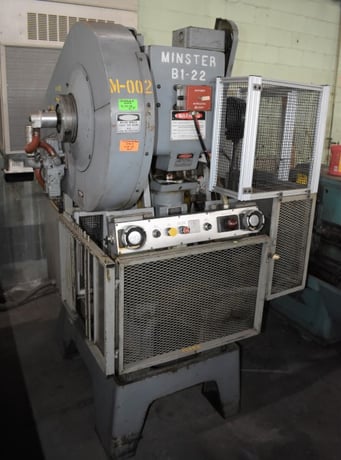 22 Ton, Minster #B1-22, high speed gap frame press, 1.25" stroke, 8.75"Shut Height,air clutch, 0-650 SPM - Image 1