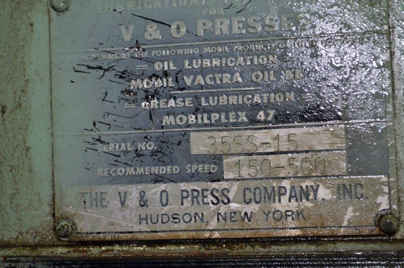 35 Ton, V &O #SS2-35-32, straight side double crank press, 2" stroke, 11.7" Shut Height,air clutch & brake - Image 10