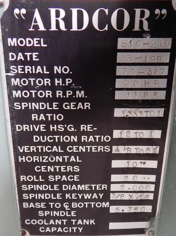 16 Stand, Ardcor, rollformer, 2" spindle diameter, 20" roll space, air clutch & brake, 20 HP, 1980 - Image 9