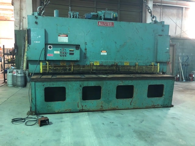 1/2" x 10' Allsteel #1/2/2010, hydraulic shear, 36" front operated back gauge, 11 hold downs, foot pedal - Image 1