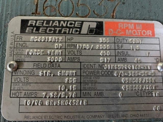 300 HP 1800 RPM Reliance, Frame MC4013ATZ, DPFVBB, 500 VA, 255 VF - Image 2