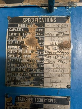 500 Ton, Aida #NST-500, straight side double crank press, 12" stroke, 40" Shut Height, 4" adj., 20-50 VSPM - Image 3