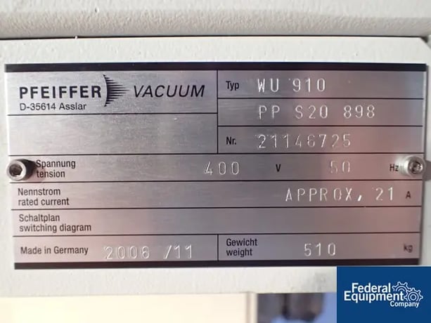Pfeiffer #WU910, vacuum system, Pfeiffer UNO200 rotary vane pump, Pfeiffer rotary lobe booster pump, 2006 - Image 2
