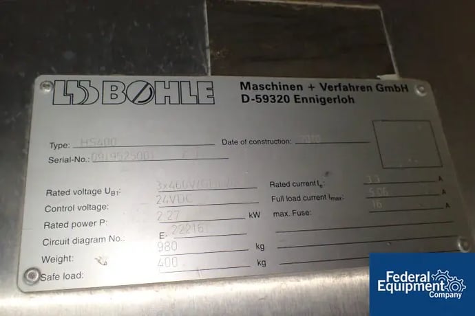 LB Bohle #HS400, 400 KG, Drum Lift, Stainless Steel, 144" rise, approximately 182" overall height, serial# - Image 2