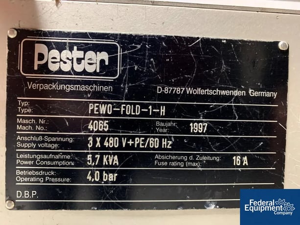 Pester #PEWO-Fold-1-H, bundler overwrapper, serial# 4065, 1997, #2706-33, 1997 - Image 2