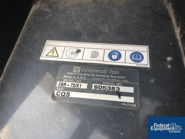 Cincinnati #EBR-75/X1 Fan, .75 HP, tag CQS, 115/230 volt, 60 hertz, 1 phase, serial# 905393, #3290-18 - Image 2