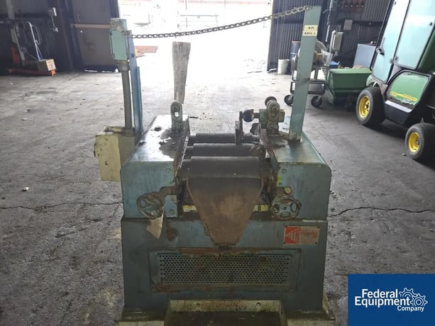 4" x 8" Keith 3 roll mill, cored rolls, adjustable first & third roll, knife discharge, adjustable end - Image 1