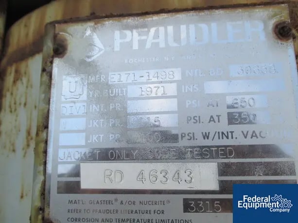 25 gallon Pfaudler glass lined kettle, jacketed for 115 psi @ 650°F, #20251 - Image 5
