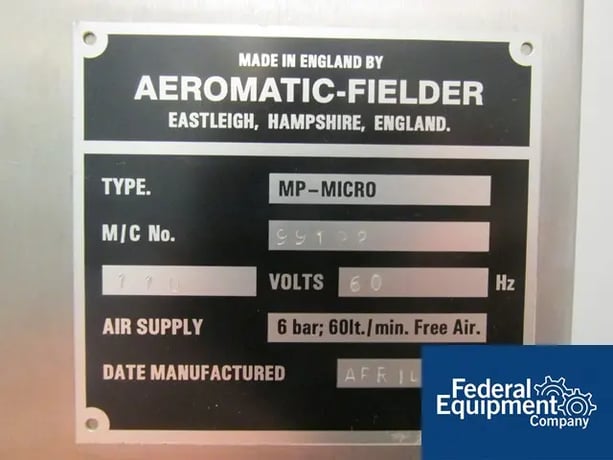 Aeromatic #MP-Micro fluid bed multi-processor, bench top desing, Stainless Steel, 2000, #30202, 2000 - Image 2