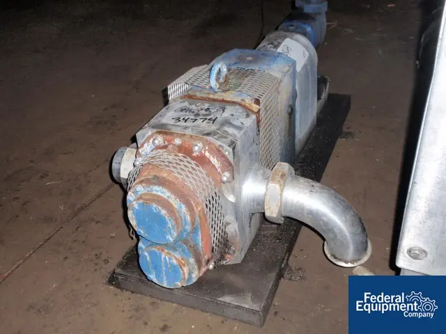 140 psi, Albin type #440ES, rotary lobe pump, Stainless Steel, 4" inlet/outlet, 250°F, on base w/hydraulic - Image 2