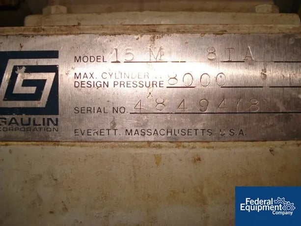 Gaulin #15M-8TA, Homogenizer, Stainless Steel, sgl.stage, 8000 psi cont.oper, 10000 psi intermit.oper, 15 GPH - Image 6