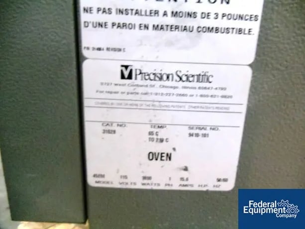 15" width x 27" H x 18" D Precision #45EM, 4.5 cu.ft. oven, 210°C, Stainless Steel, 1800 watts, 115 V. - Image 4