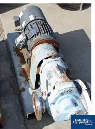 60 GPM, Waukesha #55, rotary lobe pump, Stainless Steel, 3" inlet/outlet, on base w/5 HP motor, #35691 - Image 1