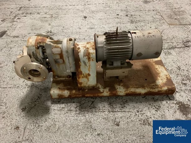 60 GPM, Waukesha #55, rotary lobe pump, Stainless Steel, 3" inlet/outlet, on base w/5 HP motor, #35691 - Image 3