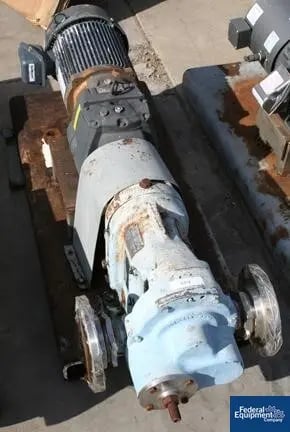 60 GPM, Waukesha #55, rotary lobe pump, Stainless Steel, 2.5" inlet/outlet, on base w/5 HP motor, #35692 - Image 1