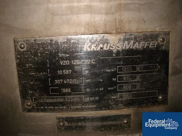 49" x 32" Krauss Maffei #VZO125/3.2C, basket centrifuge, 316L Stainless Steel, top load/unload, 40 HP, 1986 - Image 5