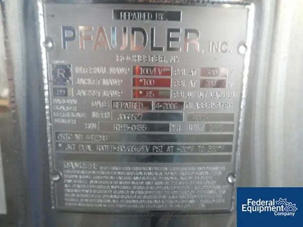 200 gallon Pfaudler reactor body, RX series, 39" dia.x33" straight side x 14" D cone bttm, 100 psi & FV @ - Image 7