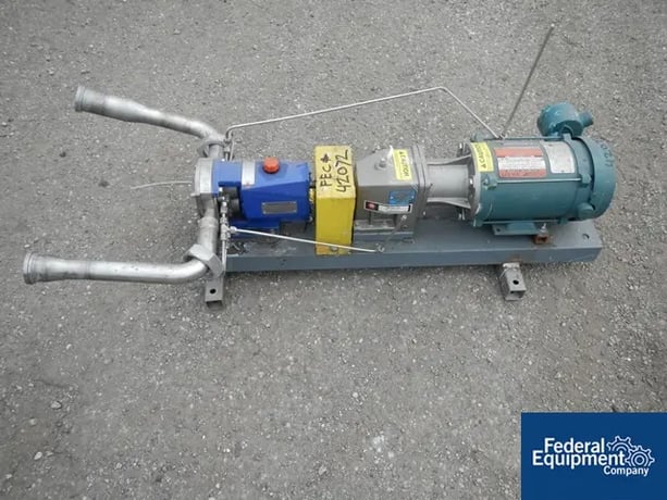 Lobeflo rotary lobe pump, Stainless Steel const., 2" inlet/outlet on base, 1 HP motor, #42072 - Image 1