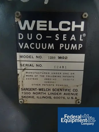 1.2 CFM, Welch #1399, 1/3 HP, 115 V., serial #14061 & #12481, (1) lot of (2 available), #42583 - Image 7