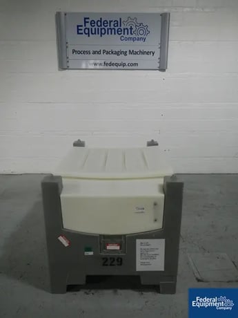 20 cu.ft., Remcon Plastic Bin, 36" x 57" x 16" straight side, w/cover, stackable, 6" center bttm outlet - Image 1