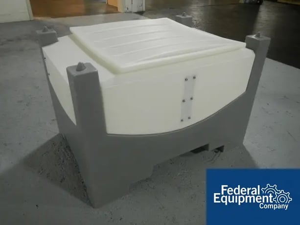 20 cu.ft., Remcon Plastic Bin, 36" x 57" x 16" straight side, w/cover, stackable, 6" center bttm outlet - Image 4