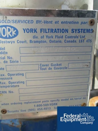 8" York #HSSTB113FT, Stainless Steel basket filter, 8" diameter x 18" deep, 150 psi @ 225&deg;F, serial #00239 - Image 5
