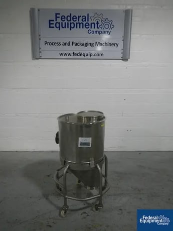4 cu.ft., Stainless Steel Tote Bins, 22" x 42" x 17" cone bottom, 12" top access, 1.5" top nozzle, 8" bottom - Image 1